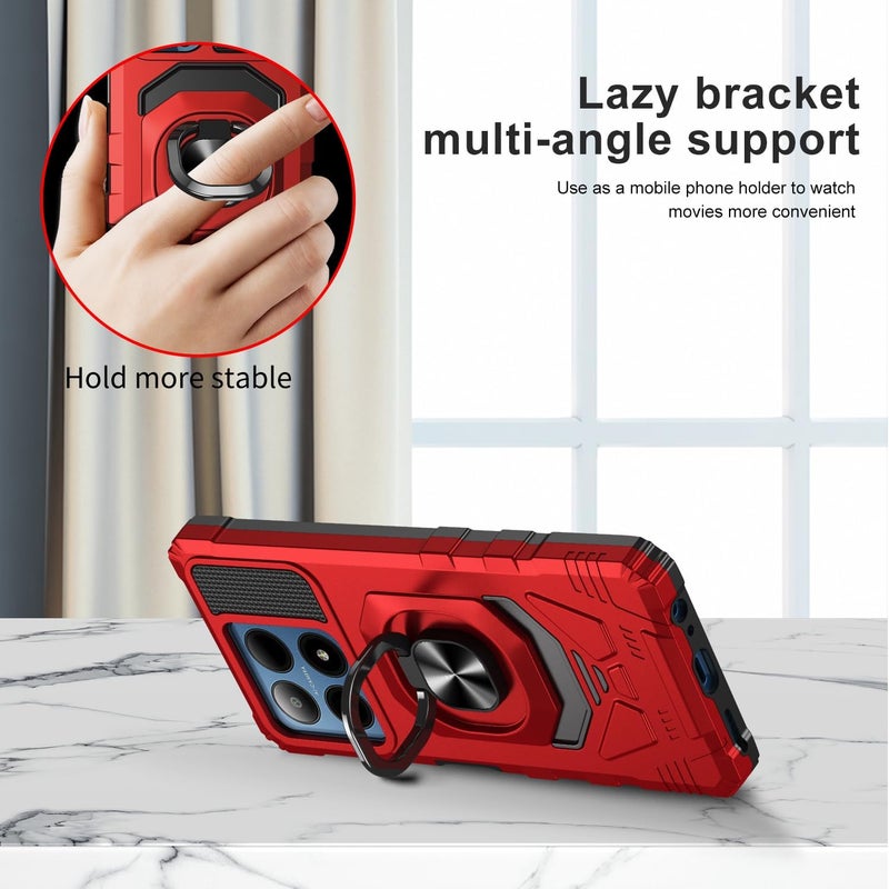 Mocotto for Boost Summit 5G Phone Case with Tempered Glass Screen Protector,Military Grade Heavy Duty Shockproof Protective Cover,with Ring Kickstand (Boost Summit 5G,Red) - Image 5